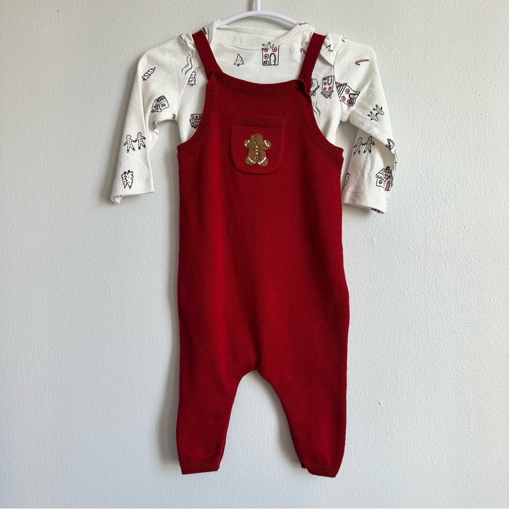 NWOT Carter's Red Overalls with White Patterned Shirt Size 6M